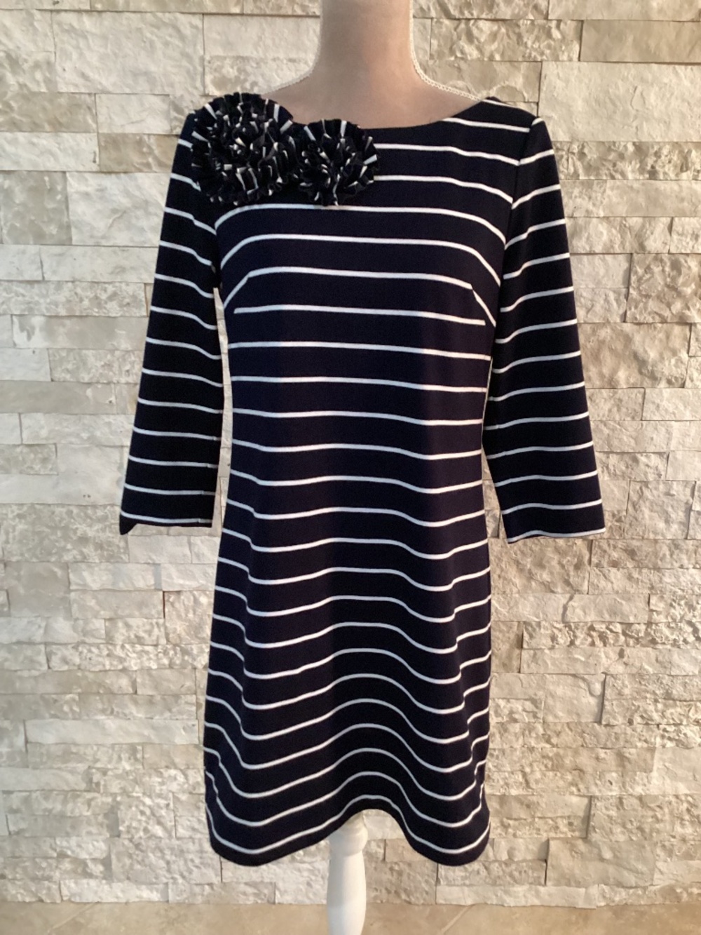 Eliza J Stripe Flower Detail Shift Dress